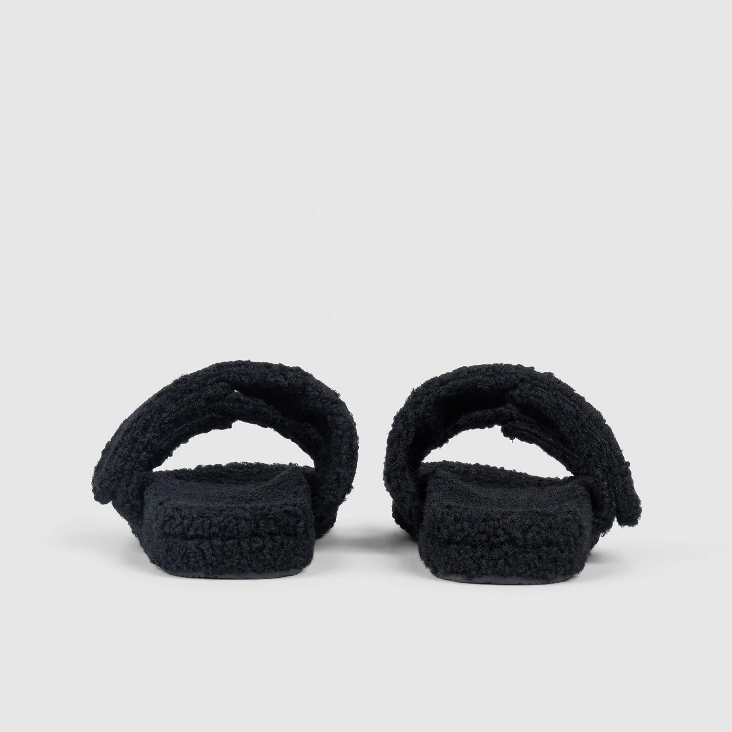 Black Two Strap Sherpa Slide