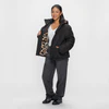 Black Leopard Short Puffer Jacket ACJ01SHO BLE 32